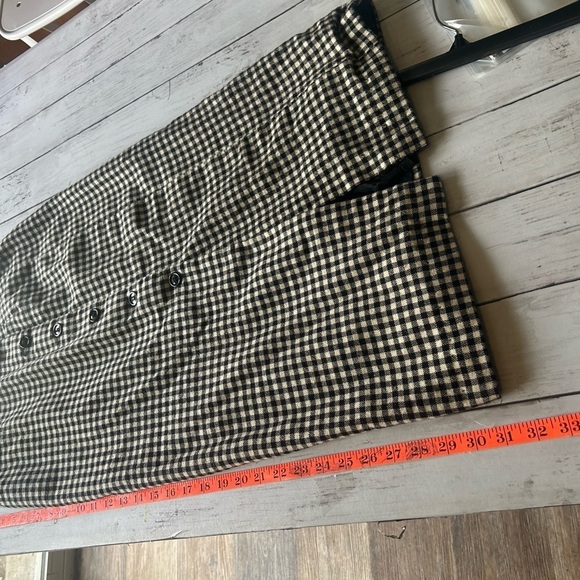 Gorgio Sant Angelo Gingham 100% Pure Wool Midi Button-down Skirt Size 12 - Picture 5 of 7